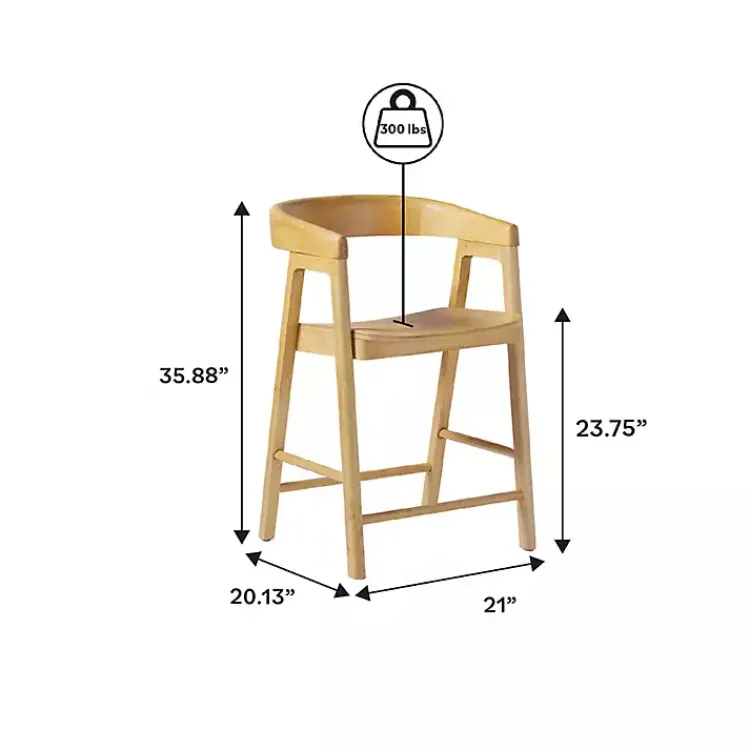Kirklands Home Natural Wood Rounded Modern Counter Stool Tan Outlet