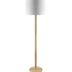 Kirklands Home Natural Wood Spindle Paduak Floor Lamp Tan Clearance