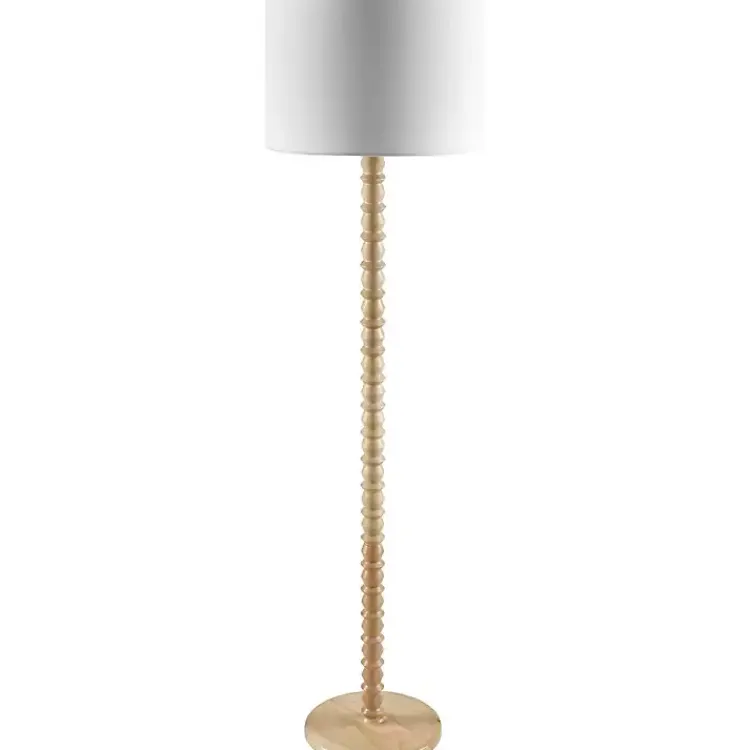 Kirklands Home Natural Wood Spindle Paduak Floor Lamp Tan Clearance