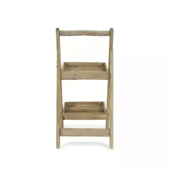 Kirklands Home Natural Wood 2-Tier Folding Plant Stand, 30 in. Brown Discount