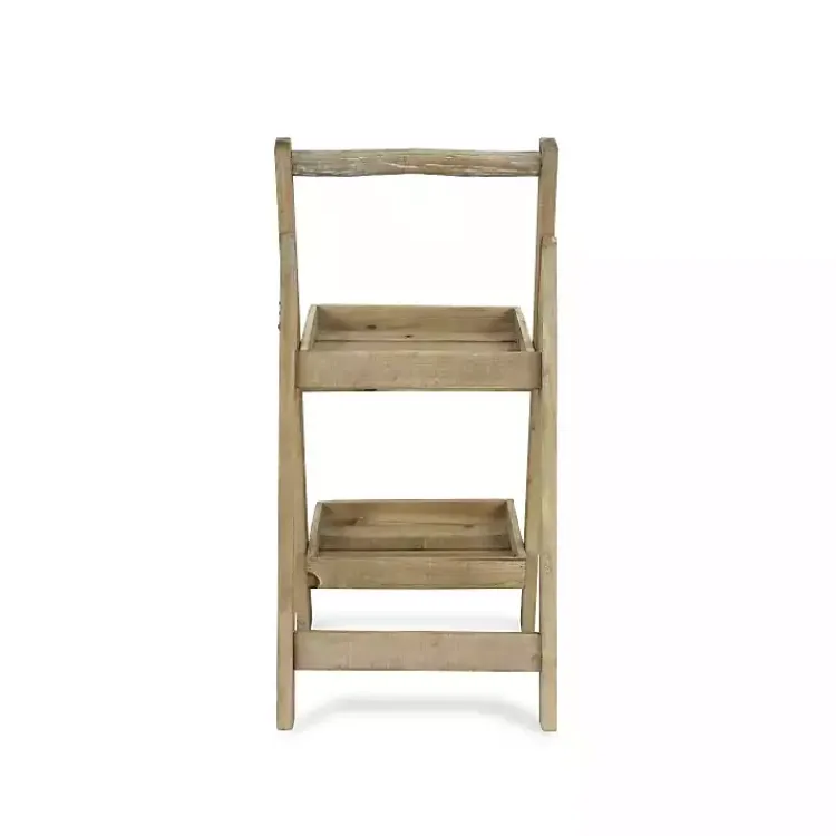 Kirklands Home Natural Wood 2-Tier Folding Plant Stand, 30 in. Brown Discount