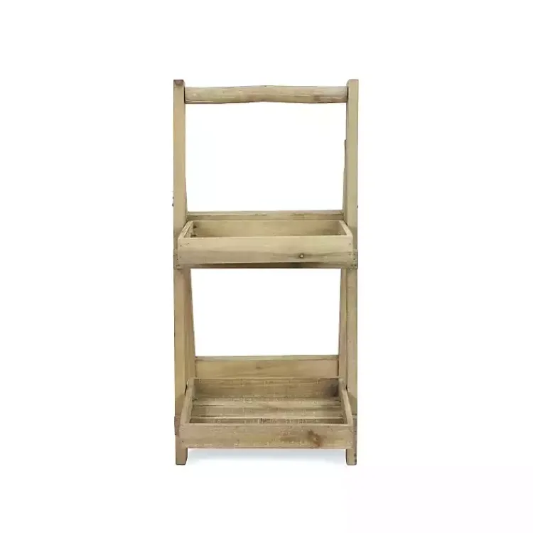 Kirklands Home Natural Wood 2-Tier Folding Plant Stand, 30 in. Brown Discount
