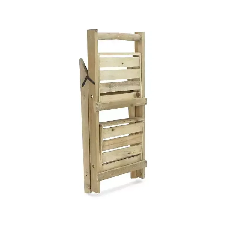 Kirklands Home Natural Wood 2-Tier Folding Plant Stand, 30 in. Brown Discount