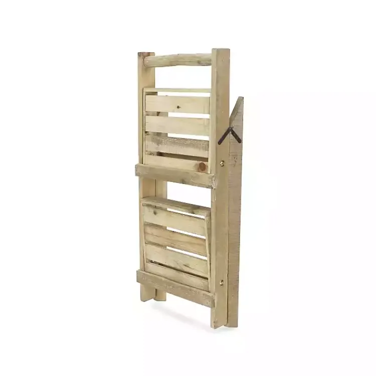 Kirklands Home Natural Wood 2-Tier Folding Plant Stand, 30 in. Brown Discount