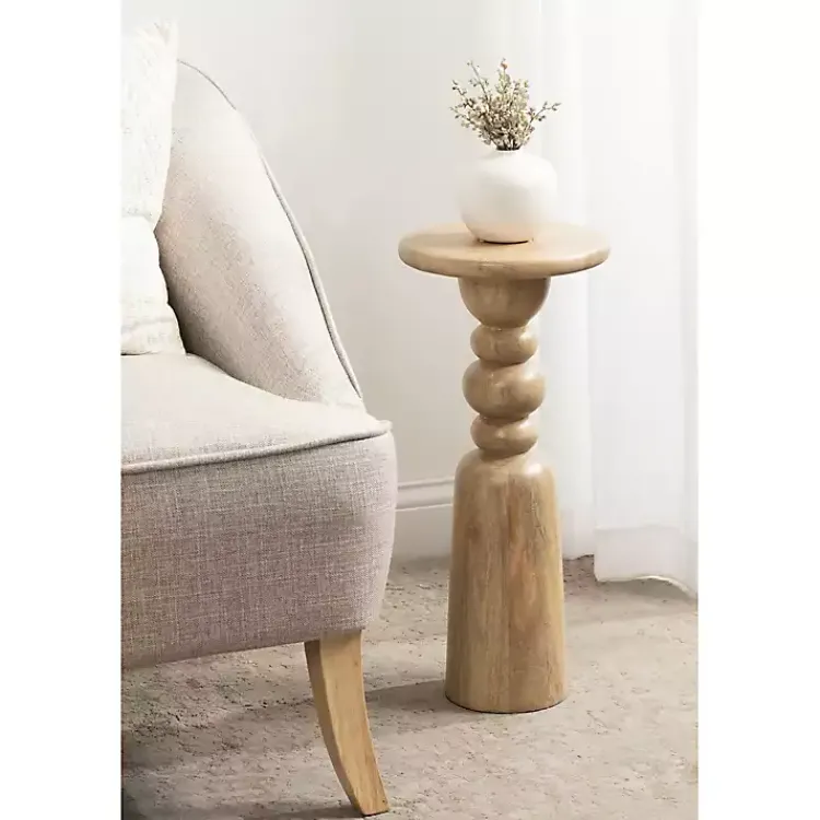 Kirklands Home Natural Wood Tirollo Accent Table Tan Hot