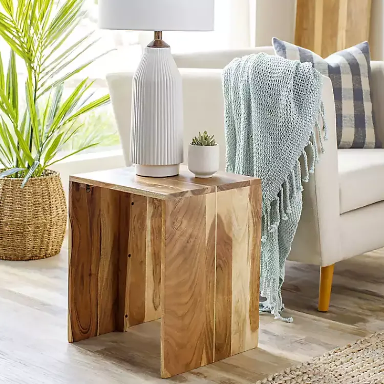 Kirklands Home Natural Wood Umed Accent Table Outlet