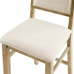 Kirklands Home Natural Wood Upholstered Counter Stools, Set of 2 Tan Outlet