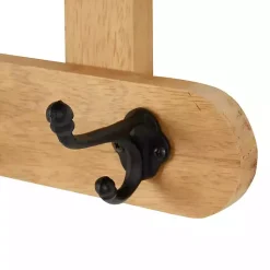Kirklands Home Natural Wood Wall Shelf with Hooks Best