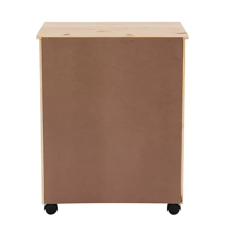 Kirklands Home Natural Wood Wide 6-Drawer Cary Storage Cart Tan Sale