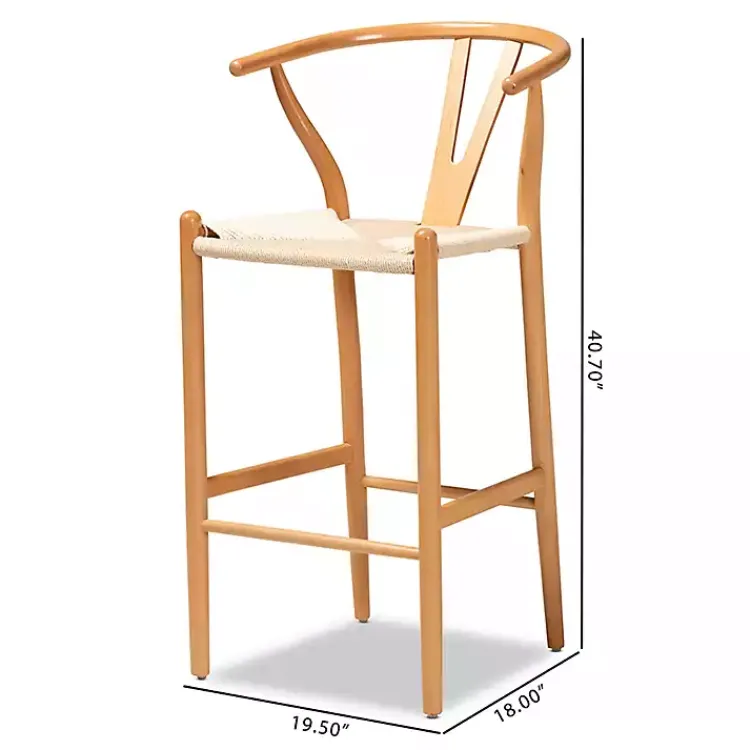 Kirklands Home Natural Wood Woven Yarn Seat Bar Stools, Set of 2 Tan Discount