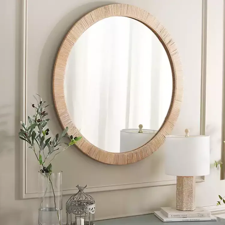Kirklands Home Natural Wood Wrapped Mila Wall Mirror New
