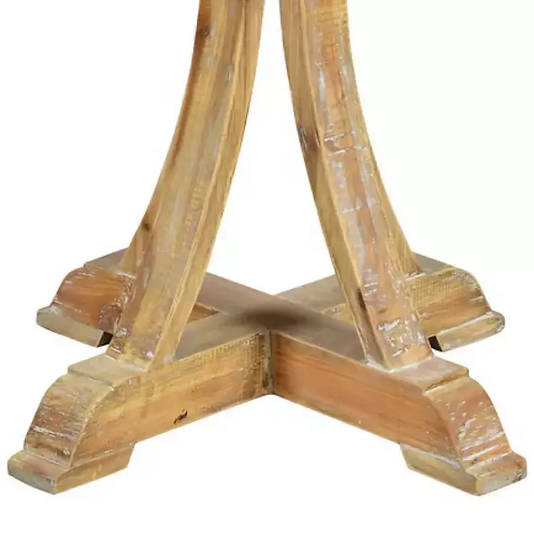 Kirklands Home Natural Wooden Arched Base Round Top Accent Table Tan Hot