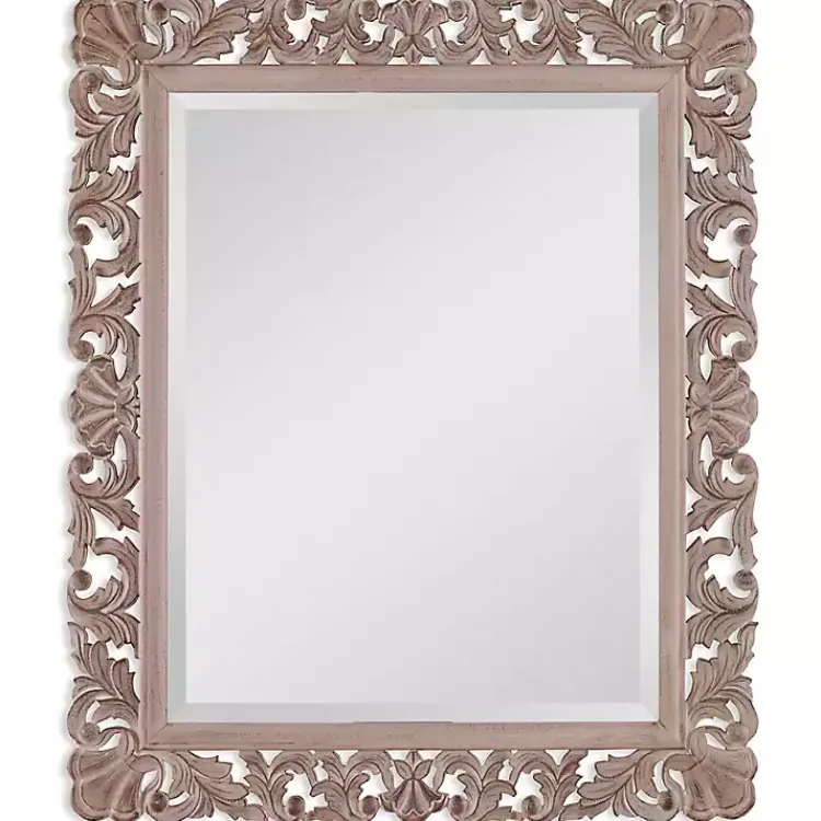 Kirklands Home Natural Wooden Beveled Wall Mirror Online