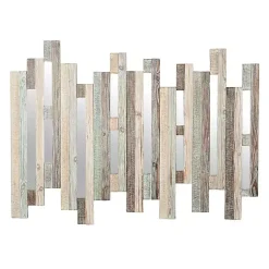 Kirklands Home Natural Wooden Planks Mirrored Wall Plaque Tan Clearance