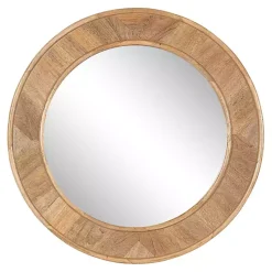 Kirklands Home Natural Woodgrain Round Wall Mirror Brown Online