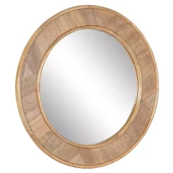 Kirklands Home Natural Woodgrain Round Wall Mirror Brown Online