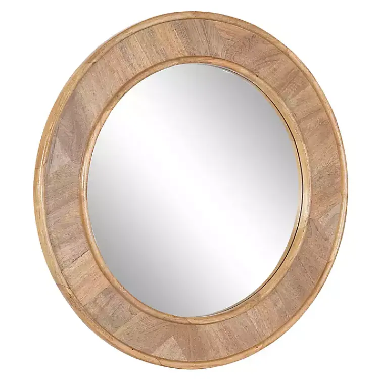 Kirklands Home Natural Woodgrain Round Wall Mirror Brown Online
