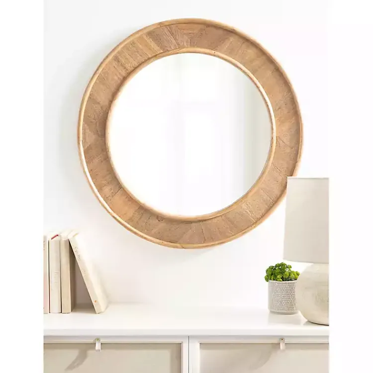 Kirklands Home Natural Woodgrain Round Wall Mirror Brown Online