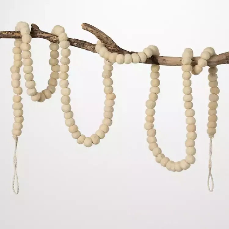 Christmas Tree Decorations>Kirklands Home Natural Wool Ball Tree Garland Tan