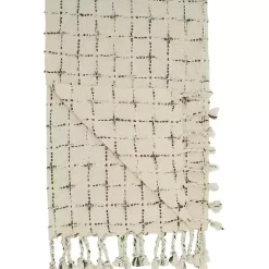 Blankets & Throws>Kirklands Home Natural Woven Grid Throw Ivory