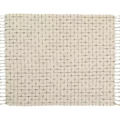 Blankets & Throws>Kirklands Home Natural Woven Grid Throw Ivory