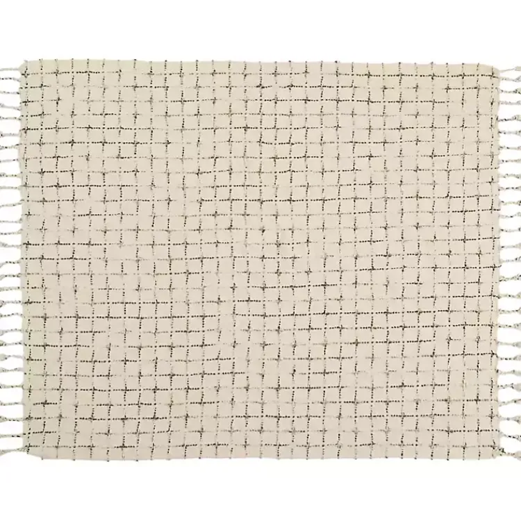 Blankets & Throws>Kirklands Home Natural Woven Grid Throw Ivory