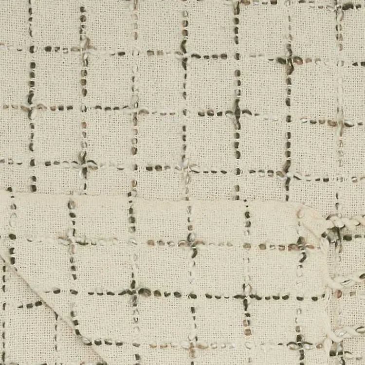 Blankets & Throws>Kirklands Home Natural Woven Grid Throw Ivory