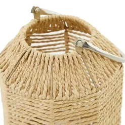 Lanterns>Kirklands Home Natural Woven Lantern with Glass Holder, 12in. Brown