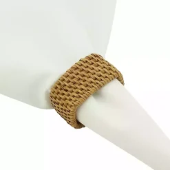 Kirklands Home Natural Woven Rat Oval Napkin Rings, Set of 4 Tan Discount