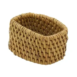Kirklands Home Natural Woven Rat Oval Napkin Rings, Set of 4 Tan Discount