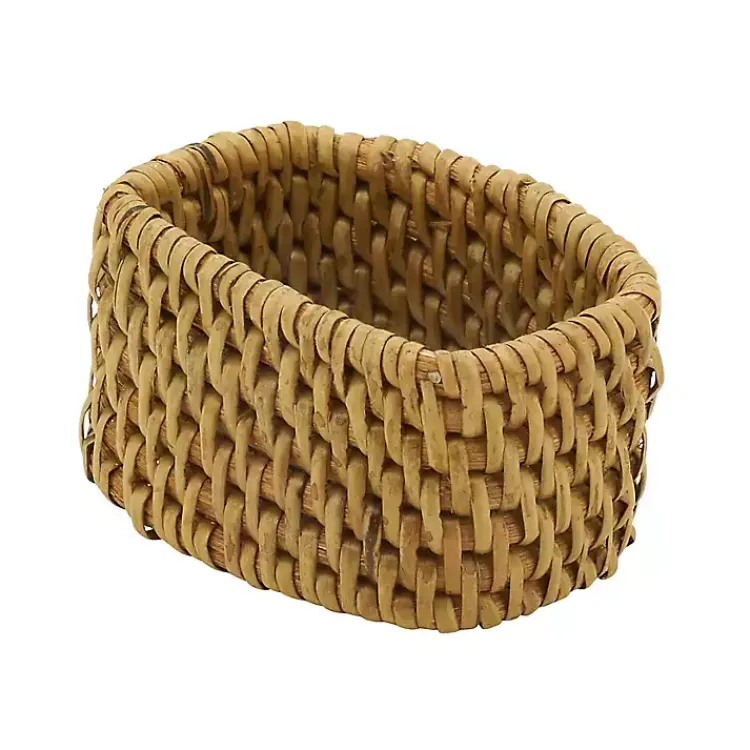 Kirklands Home Natural Woven Rat Oval Napkin Rings, Set of 4 Tan Discount