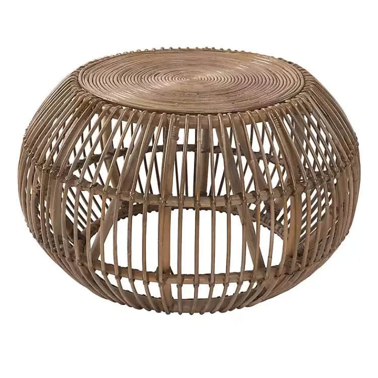 Kirklands Home Natural Woven Rat Round Coffee Table Tan Hot