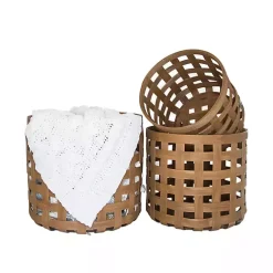Baskets & Boxes>Kirklands Home Natural Woven Wicker Round Baskets, Set of 3 Tan