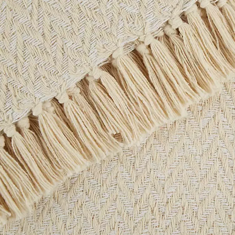 Blankets & Throws>Kirklands Home Natural Woven Zig Zag Throw Ivory