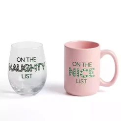 Kirklands Home Naughty & Nice 2-pc. Mug & Wine Glass Set Sale