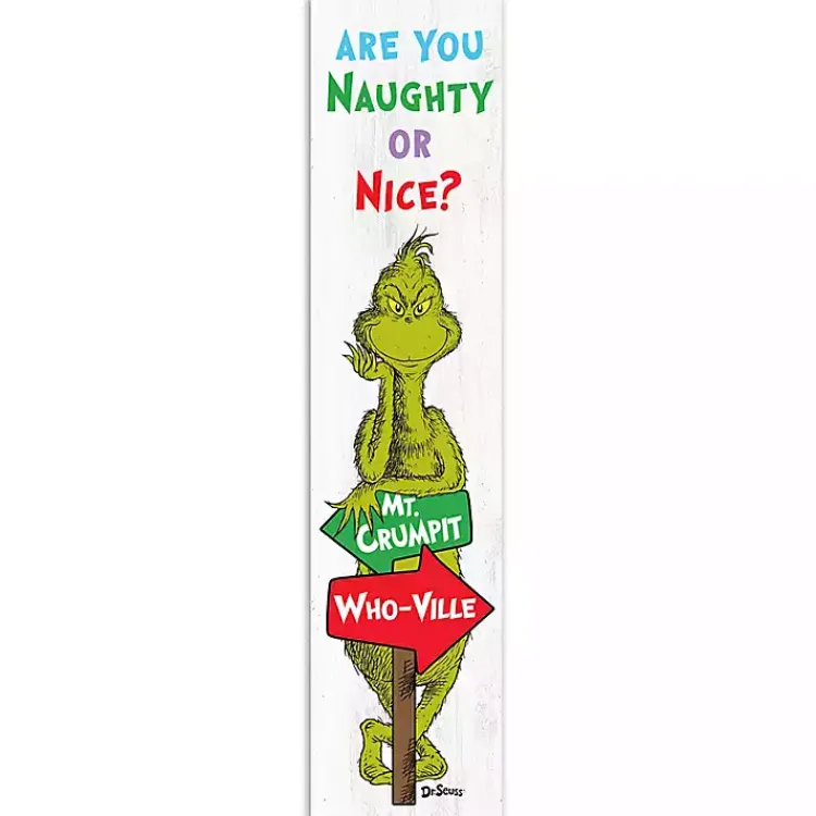 Outdoor Christmas Decorations>Kirklands Home Naughty or Nice The Grinch Porch Board White