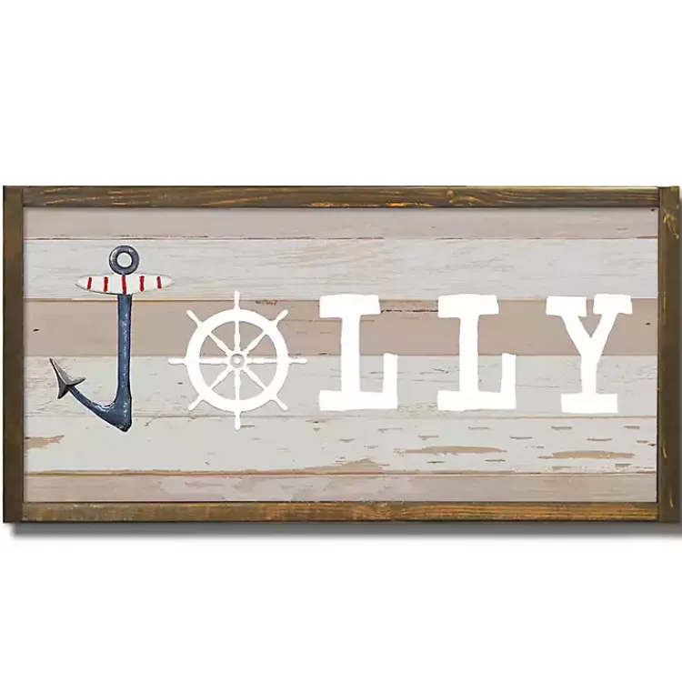 Christmas Art & Wall Decor>Kirklands Home Nautical Jolly Wall Plaque Tan