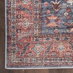 Kirklands Home Navy & Brick Botanical Washable Area Rug, 5x7 Sale
