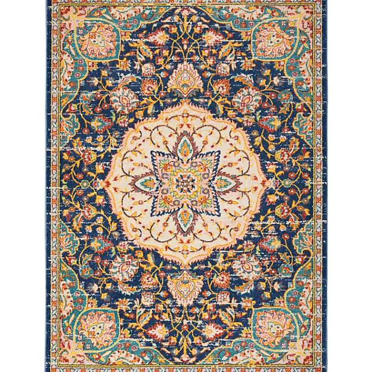 Kirklands Home Navy & Multi Floral Medallion Area Rug, 5x7 Outlet