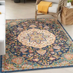 Kirklands Home Navy & Multi Floral Medallion Area Rug, 5x7 Outlet