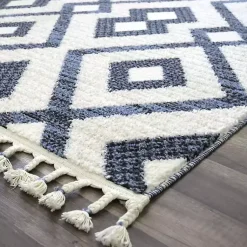 Kirklands Home Navy & White Diamond Trellis Area Rug, 8x10 Blue