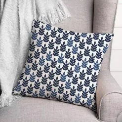 Kirklands Home Navy & White Leaves Indoor/Outdoor Pillow Discount