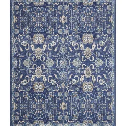 Kirklands Home Navy and Beige Botanical Area Rug, 7x9