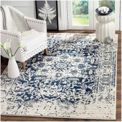 Kirklands Home Navy and Cream Madison Distressed Area Rug, 6x9 Hot
