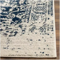 Kirklands Home Navy and Cream Madison Distressed Area Rug, 6x9 Hot
