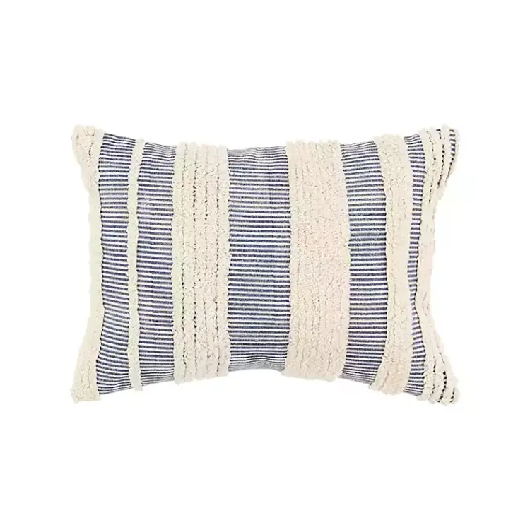 Pillows>Kirklands Home Navy and Natural Tufted Stripes Lumbar Pillow