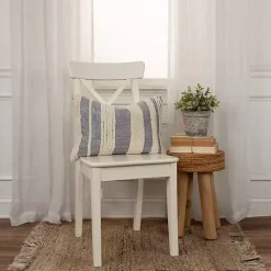Pillows>Kirklands Home Navy and Natural Tufted Stripes Lumbar Pillow