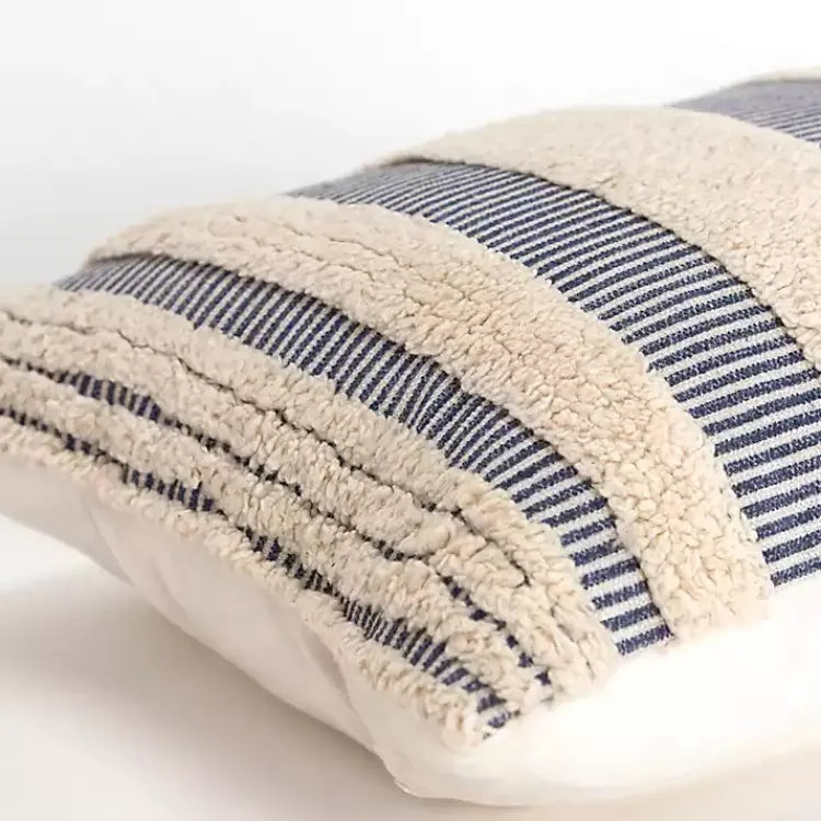 Pillows>Kirklands Home Navy and Natural Tufted Stripes Lumbar Pillow