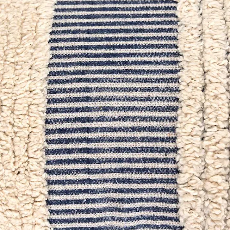 Pillows>Kirklands Home Navy and Natural Tufted Stripes Lumbar Pillow