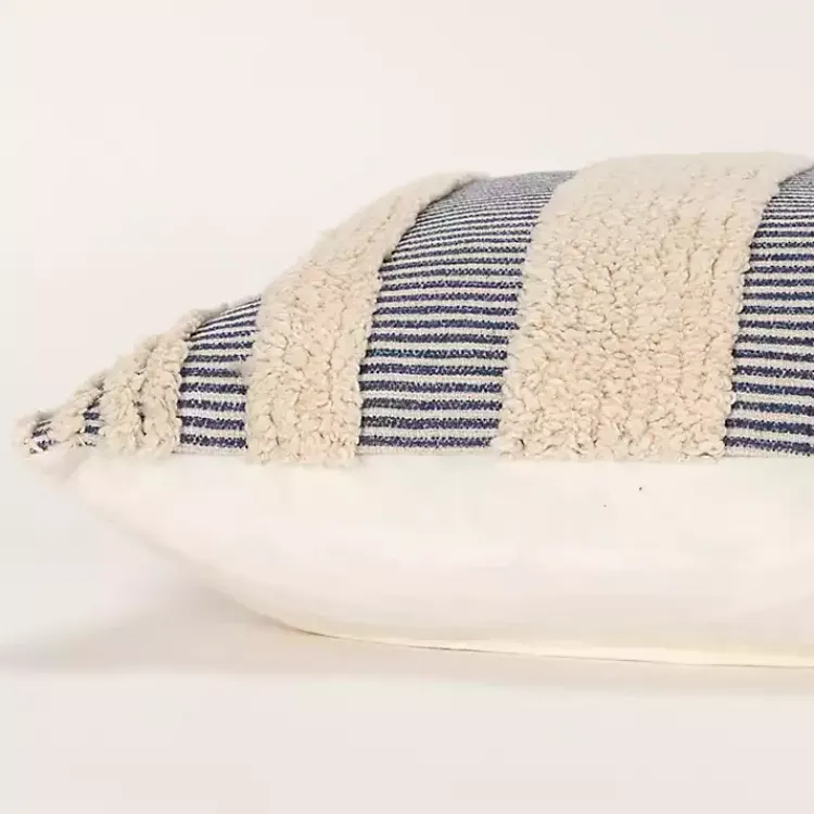 Pillows>Kirklands Home Navy and Natural Tufted Stripes Lumbar Pillow